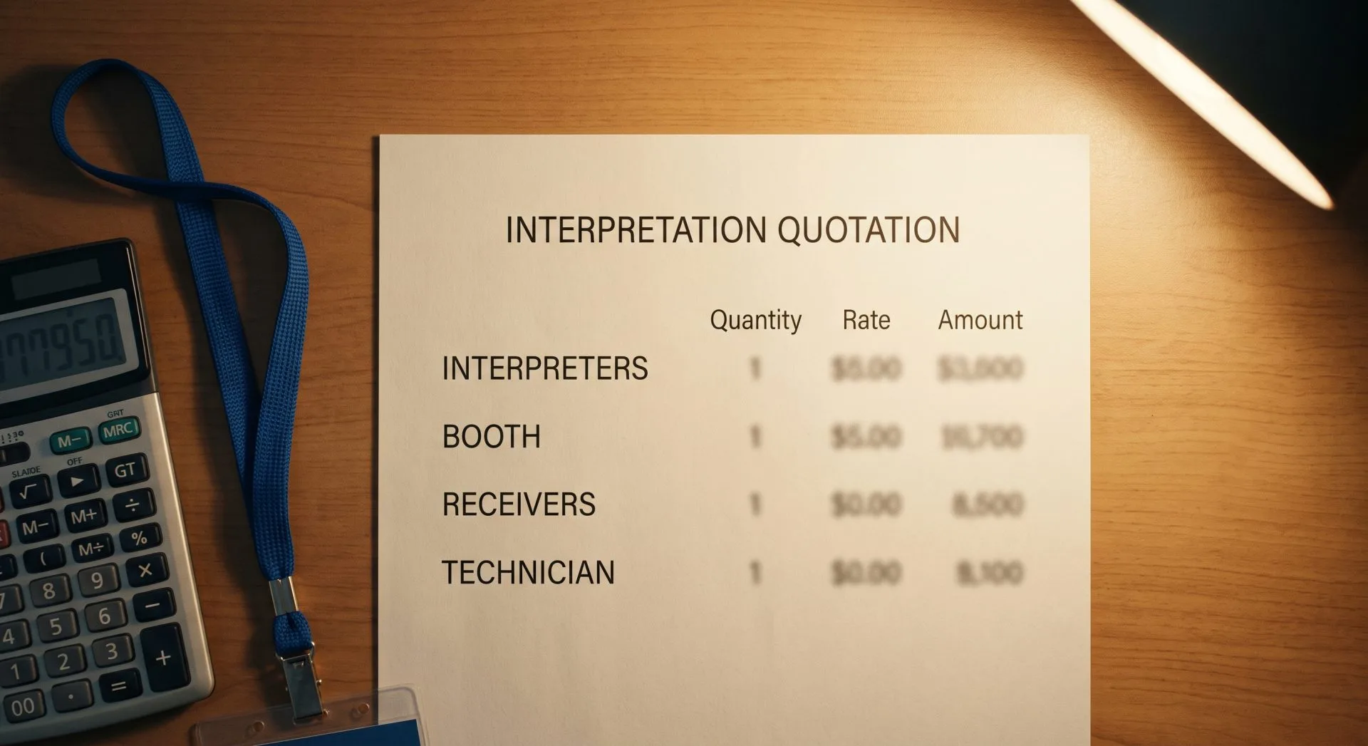 A conference organizer's interpretation cost breakdown