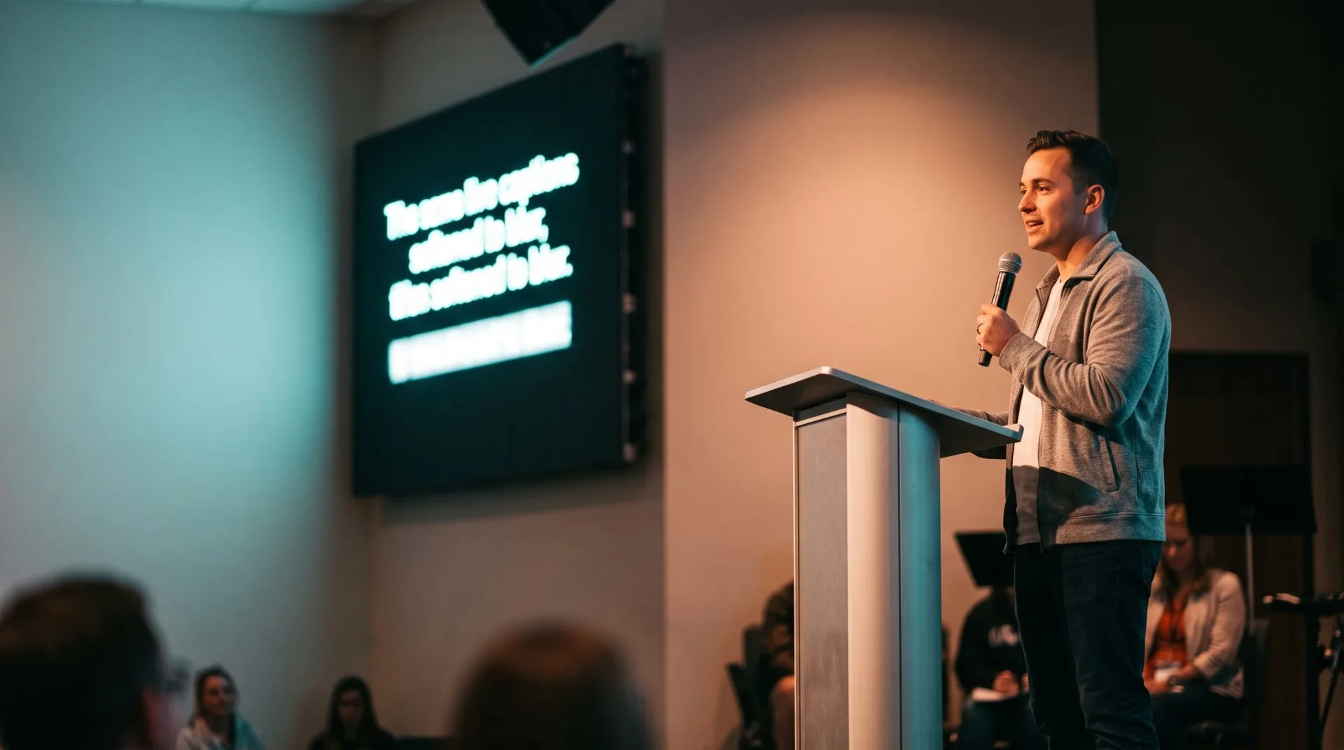 Live captions on a conference screen